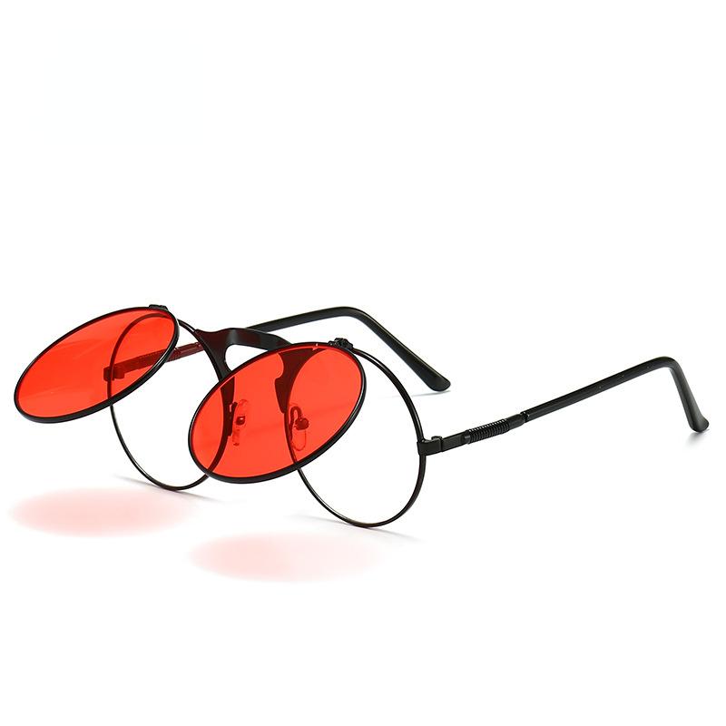 Vintage Style Steampunk Flip Sun Glasses Men's Retro Style Round Metal Material Sun Eyeglasses for Women's Brand Designer Fashion Circle Shades