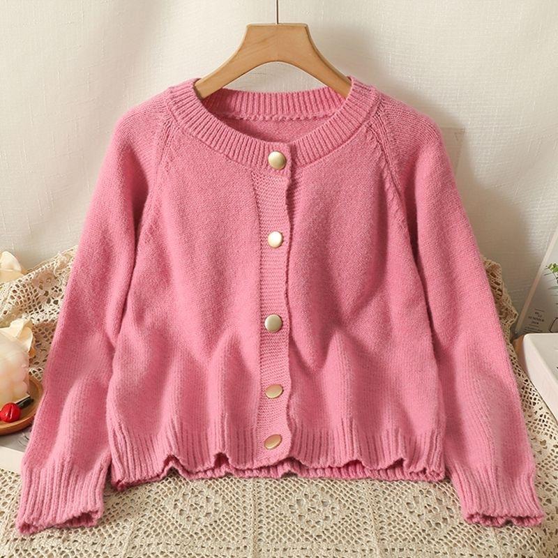 Cardigan in Maglia Autunnale Girocollo Monopetto da Donna Capispalla Invernali Manica Lunga Lento Aderente Maglioni da Donna Giacca Vintage Elegante Maglieria 25032