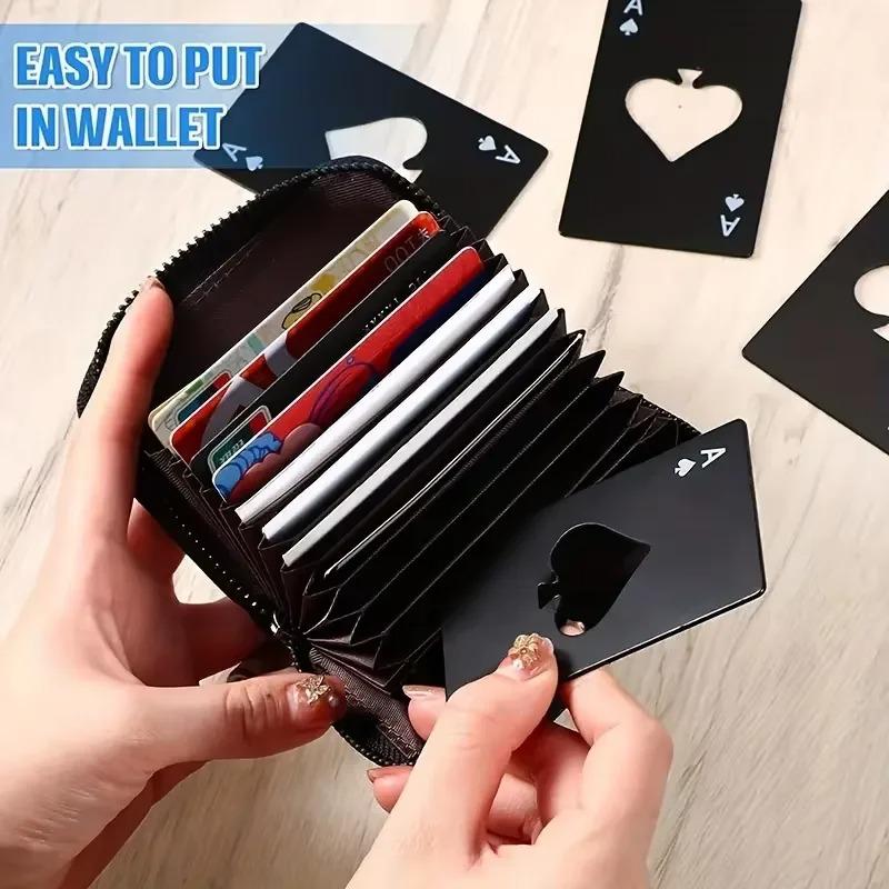 Creative and Interesting Stainless Steel Poker Shaped Beer Bottle Opener, Outdoor Hidden Poker Throwing Practice Small Object