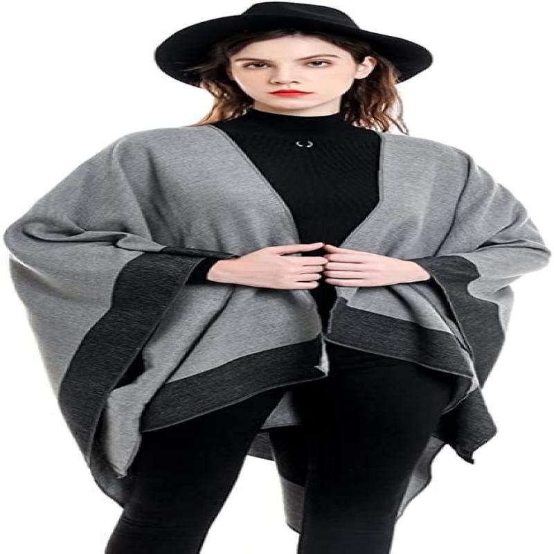 Damen Schal Wickeltuch Poncho Wram Pullover Strickjacke Cape Decke Großer Offener Mantel Schal