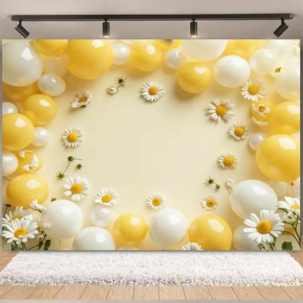 Spring Daisy Flower Backdrop Baby Shower Boho ArchBalloons Backdrop Girl Birthday Cake Smash Easter Kids Portrait Photo Props