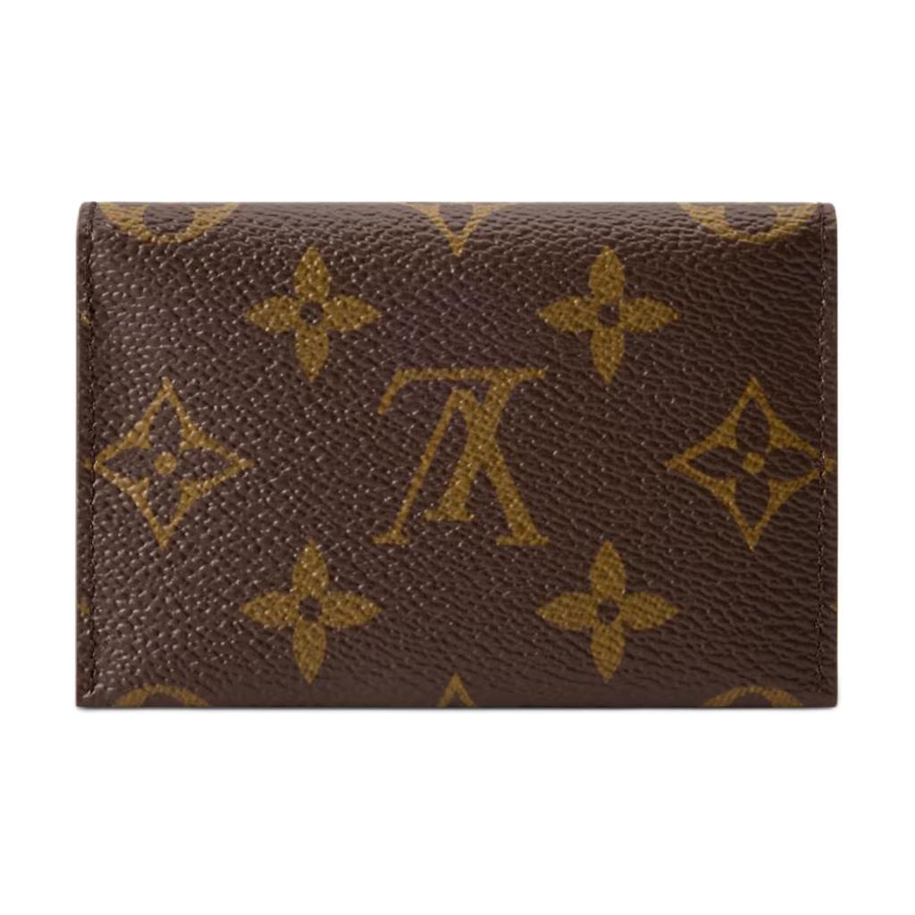 Louis Vuitton Schlankes Zweifarbiges Design Glänzender Druckknopf Beschichtetes Canvas Kartenhalter Unisex Kartenhalter Braun M26901