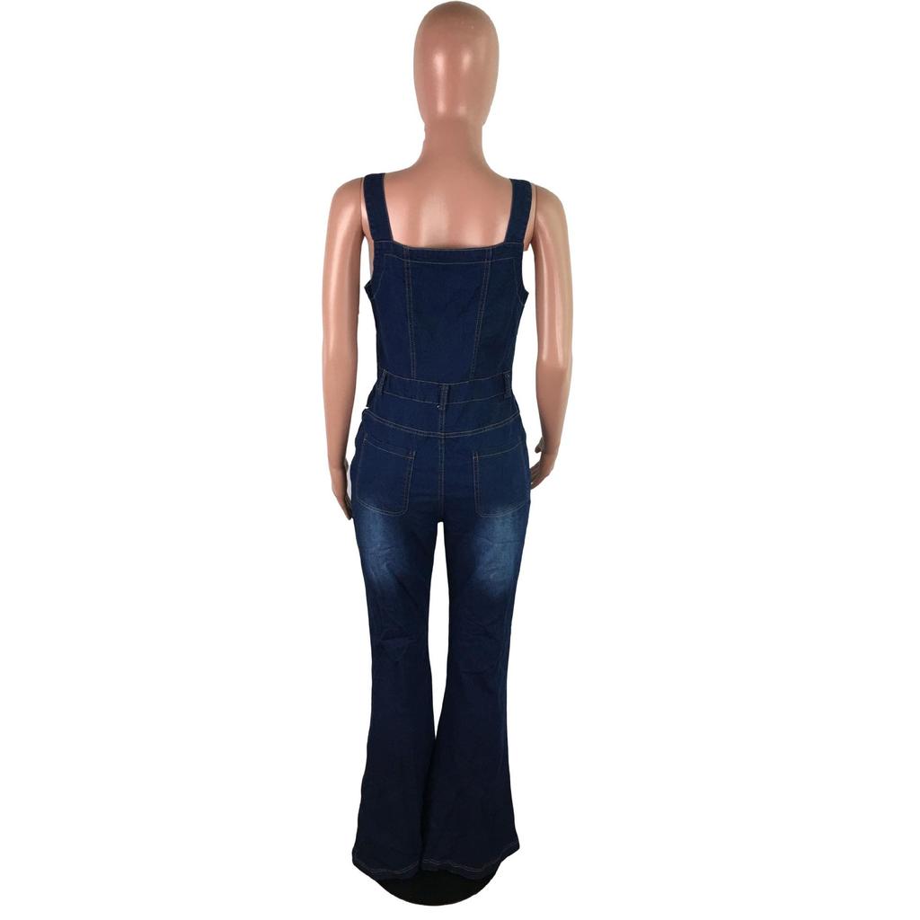 Women's European & American Fashion Casual Sexy Denim Wide-Leg Overalls