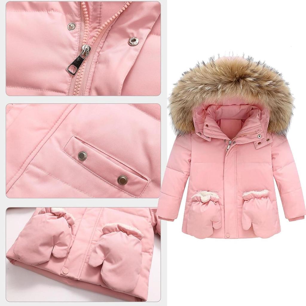 Baby Snowsuit Set, Toddler Winter Down Jacket and Pants, 90% Duck Down, Waterproof Windproof Hooded Coat for Kids