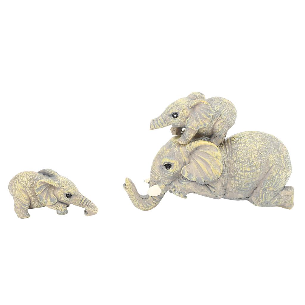 Niedliche Elefantenstatue Dekorative Verzierung Handbemaltes Harz Mutter Babys Elefantenfiguren für