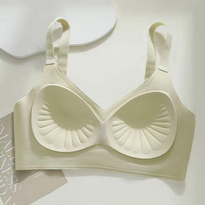 Red Seamless Wireless Bra with Wide Straps and Supportive Design