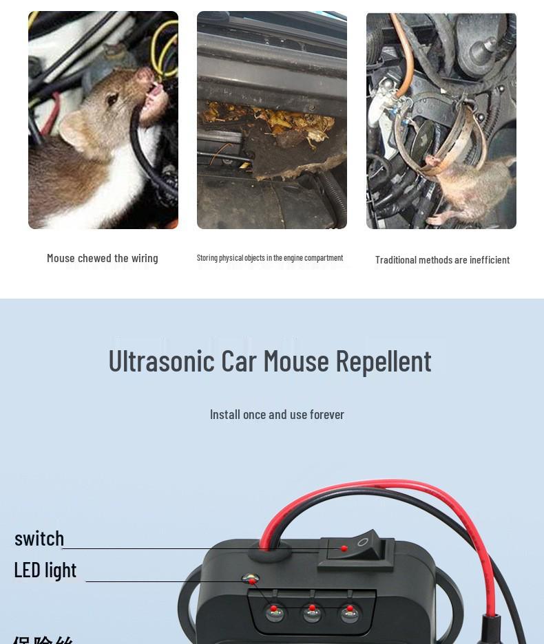 Ultrasonic Car Animal & Rodent Repeller Artifact