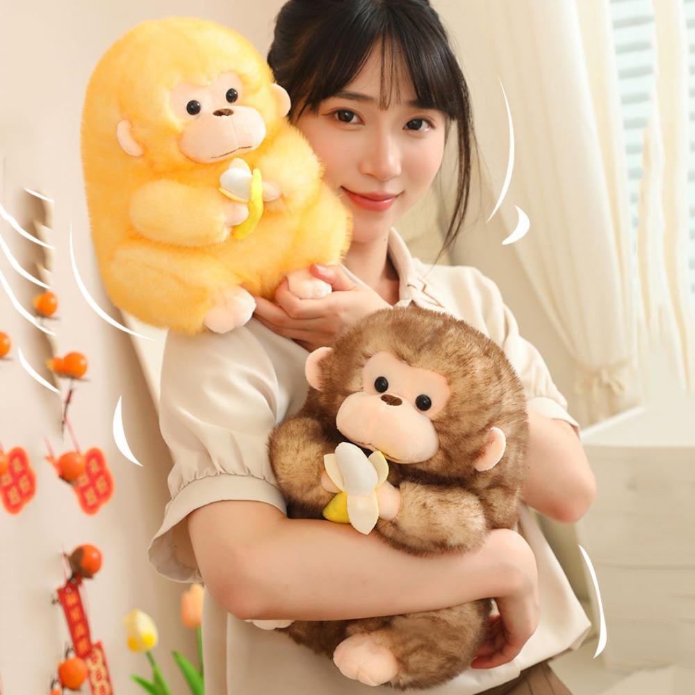 PP Cotton Banana Monkey Plush Toy Fluffy Banana Monkey Doll Funny Monkey Stuffed Doll  Kids Gift