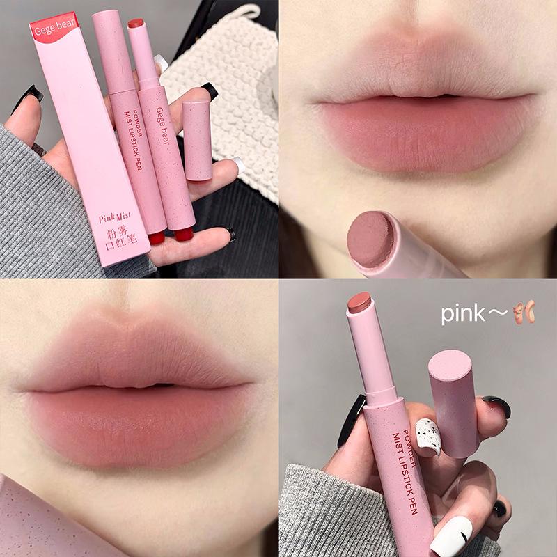 Gogo Bear Matte Velvet Long-Lasting Lipstick Pen - Soft Mist Nude, Highly Pigmented Lip Gloss for Women