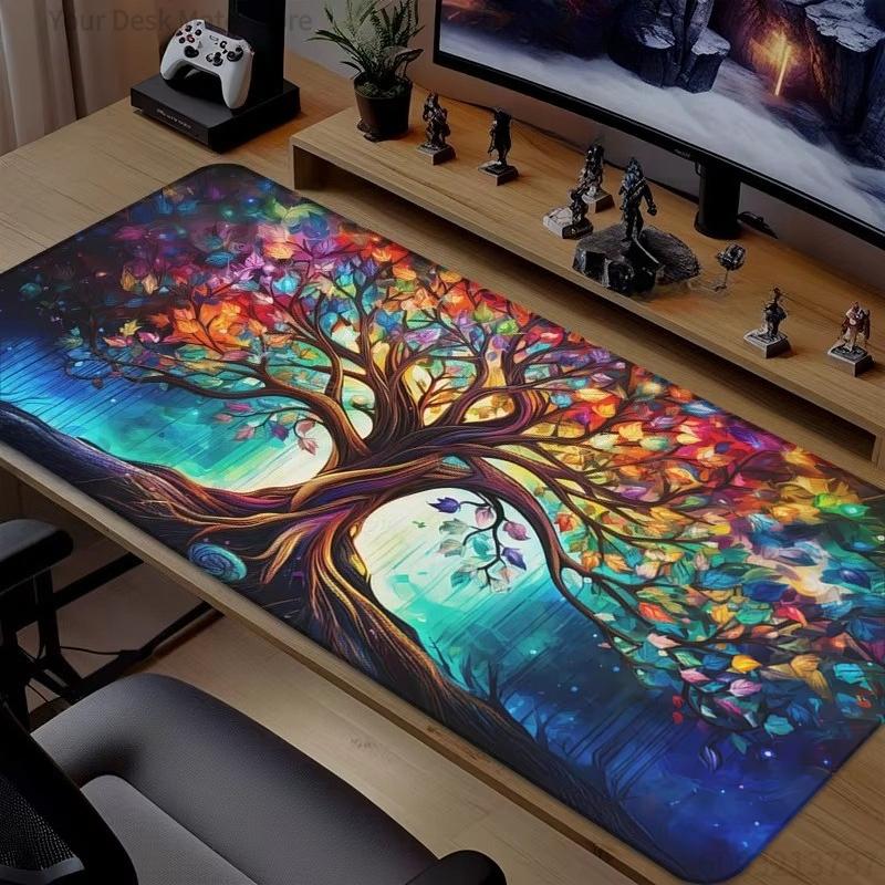 Vibrant Fantasy Tree Painting Large Mouse Pad Waterproof Non-slip Gaming Mat