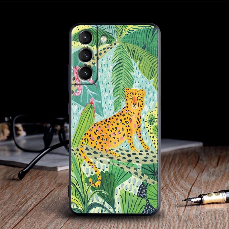 Original Jungle Animal Sloth Leopard Print Cases For Galaxy S24 Ultra Funda Samsung S21 S23 FE S20 S22 Ultra S10 Plus Soft Cover