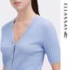 ELLASSAY Women's Short Sleeve V-Neck Silk Knit Top