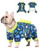 Dinosaur Costume Dog Pajamas, Stretchy Spandex Crystal Velvet Sleepwear Coat Soft Pet Outfit Clothes for All Seasons