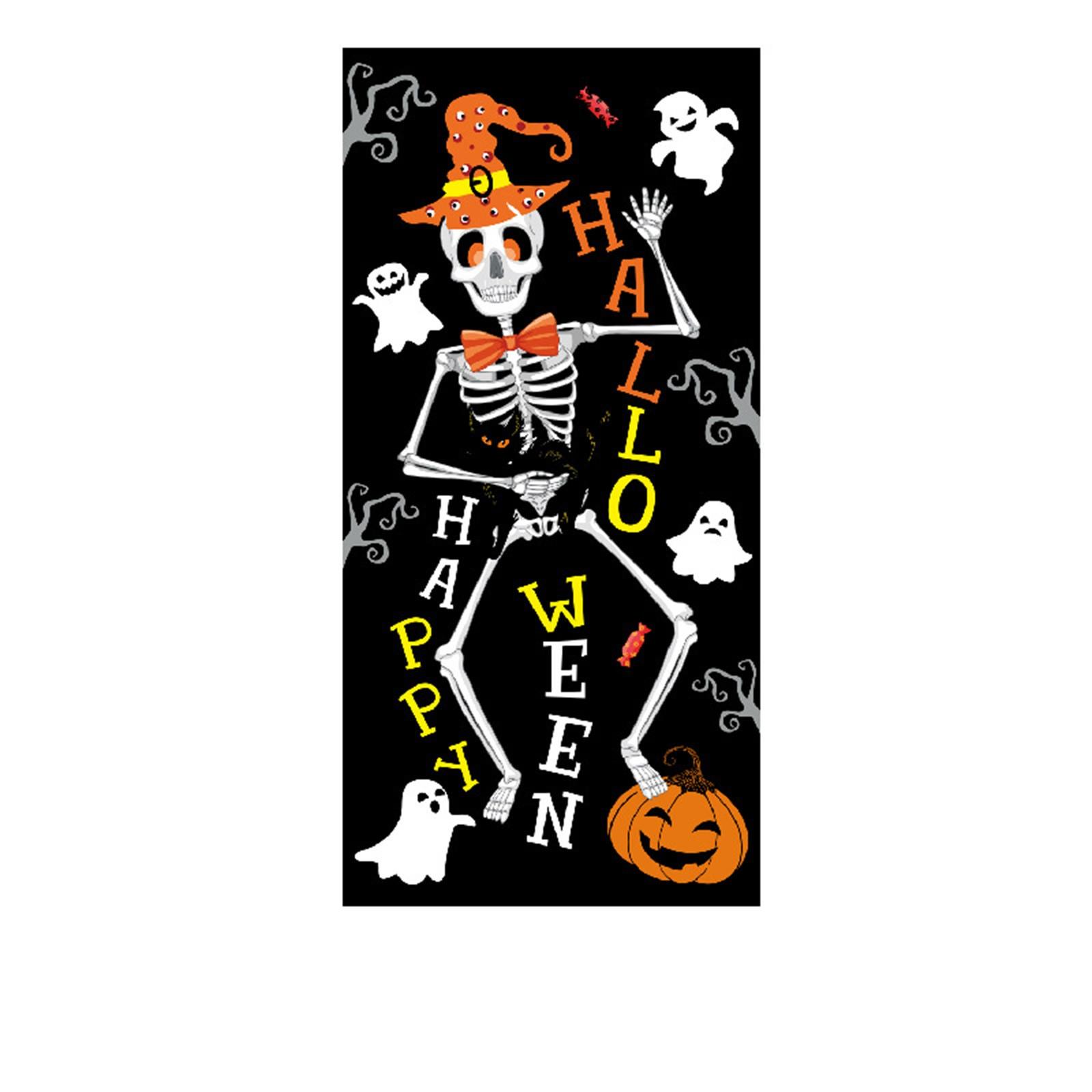 

Чехол на дверь Украшение для Хэллоуинской вечеринки Подвесные призраки Фестиваль Скелеты Призраки Фотография Занавеска на дверь Подвесной флаг One Size