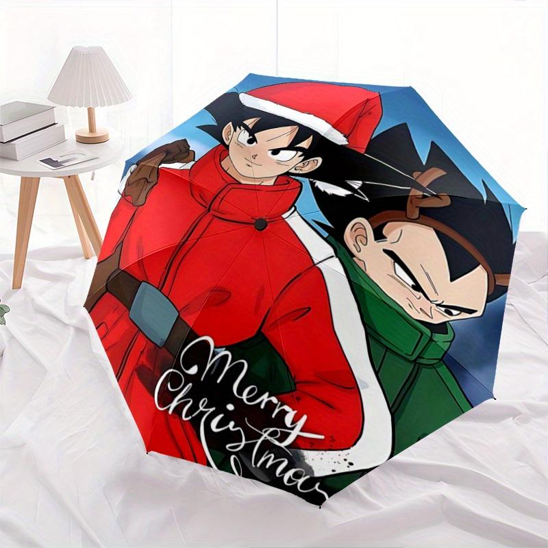 

1pc Dragon Ball Christmas Goku and Vegeta Durable Cartoon Folding Umbrella, Portable 3-Fold Compact Umbrella for Men and Women, Suitable for Travel or