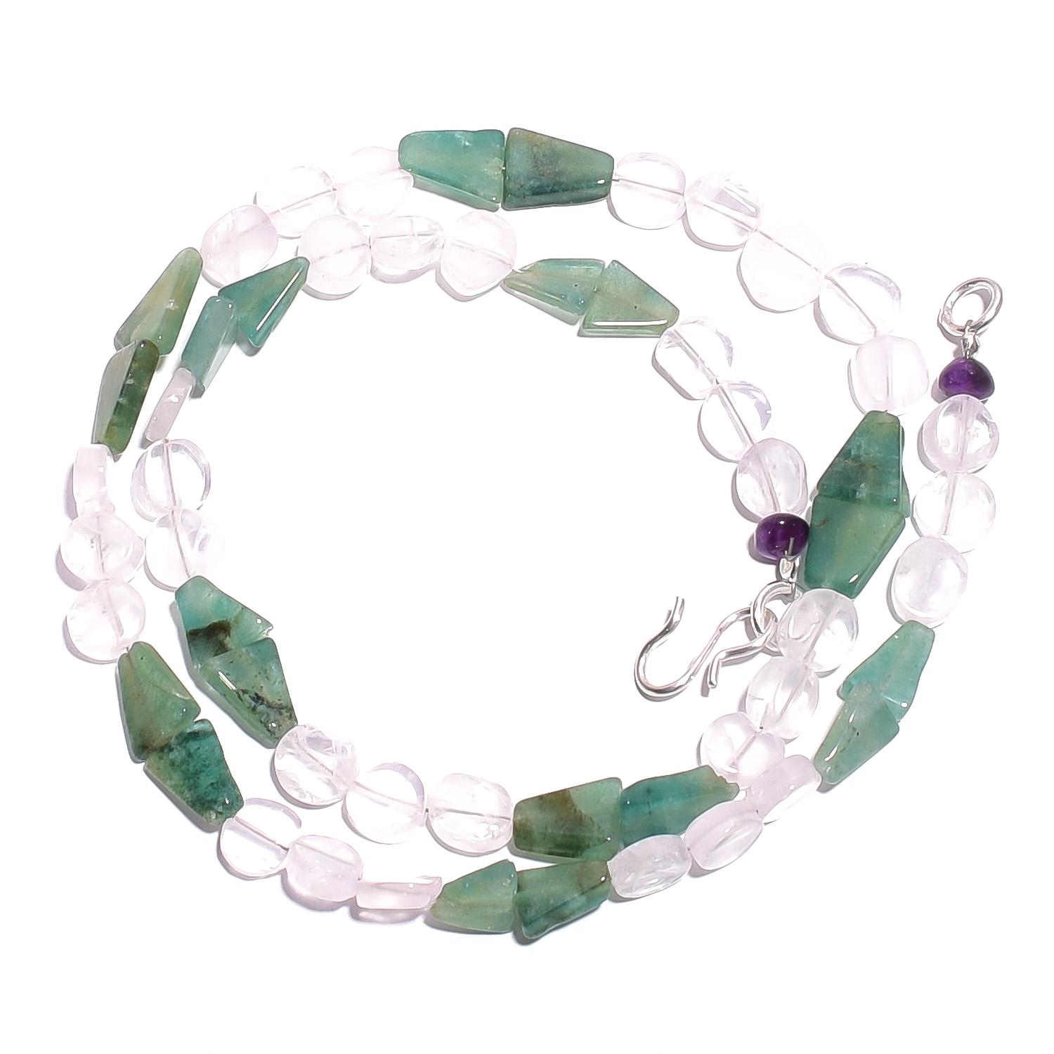 

Natural Green Aventurine Crystal Gemstone Smooth Beads Necklace 17 UB-4962 UB-4962