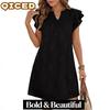 Women's Fashion Summer Spring Solid Color Print Short Sleeve V-Neck Casual Dresses
