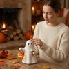 Skurrile Raumdekoration Niedliche Geister-Halloween-Figur mit leuchtendem Kürbis, Harz Nacht-Innenraumdekoration Stück Tischdekoration, Lustige Schreibtischverzierung