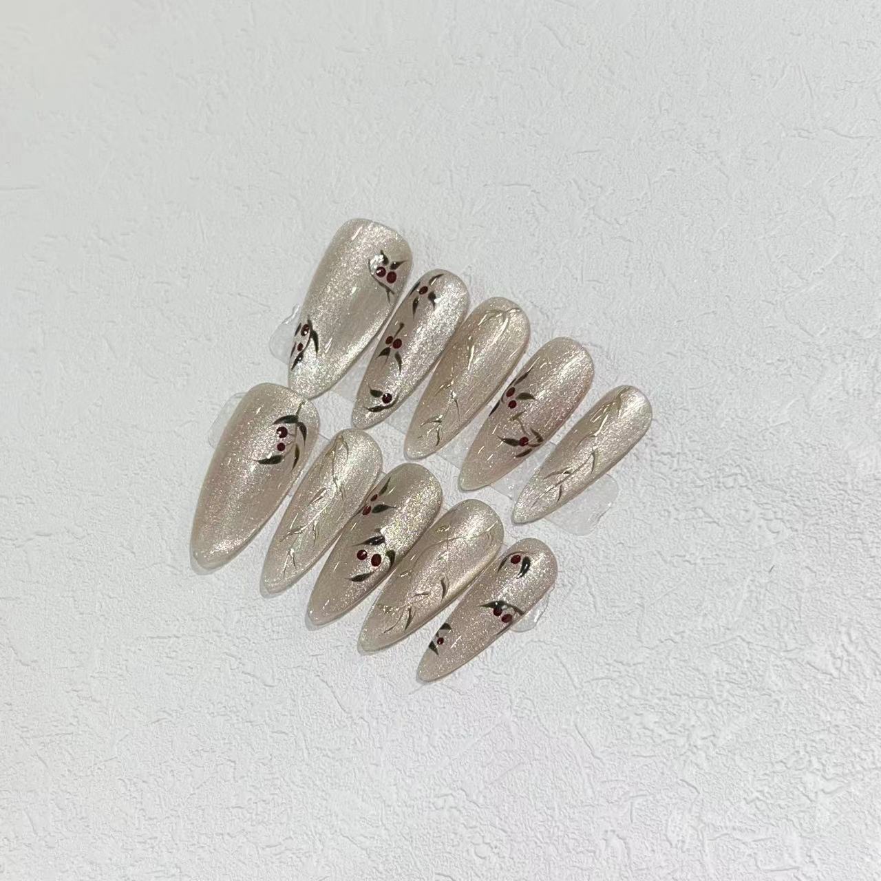 

Новый стиль накладных ногтей для ношения на руках, для продвинутого маникюра «кошачий глаз», расписанного вручную Large L