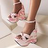 Platform Sandals Women Summer Open Toe Punk Style High Wedges Satin Casual Heeled Summer Shoes