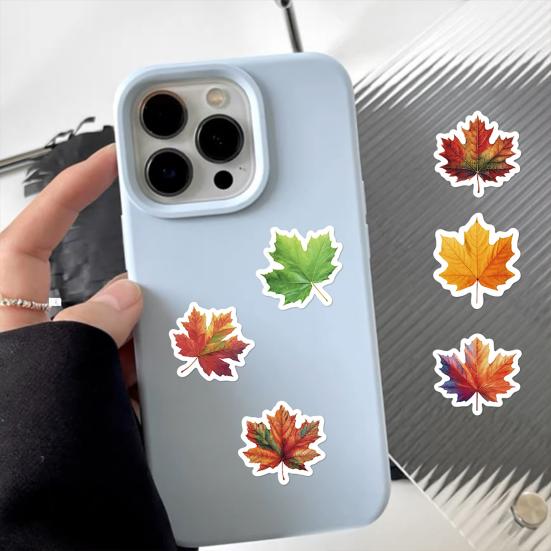 500 Pcs Fall Maple Leaves Stickers Self Adhesive Label Stickers Roll Autumn Leaves Decals for Thanksgiving Harvest Envelope Journal Scrapbook Decor