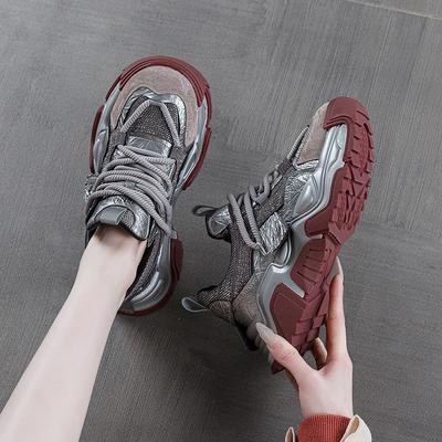 Thick-soled Heightening Women's Spring New Versatile Leather Casual Sports Shoes
