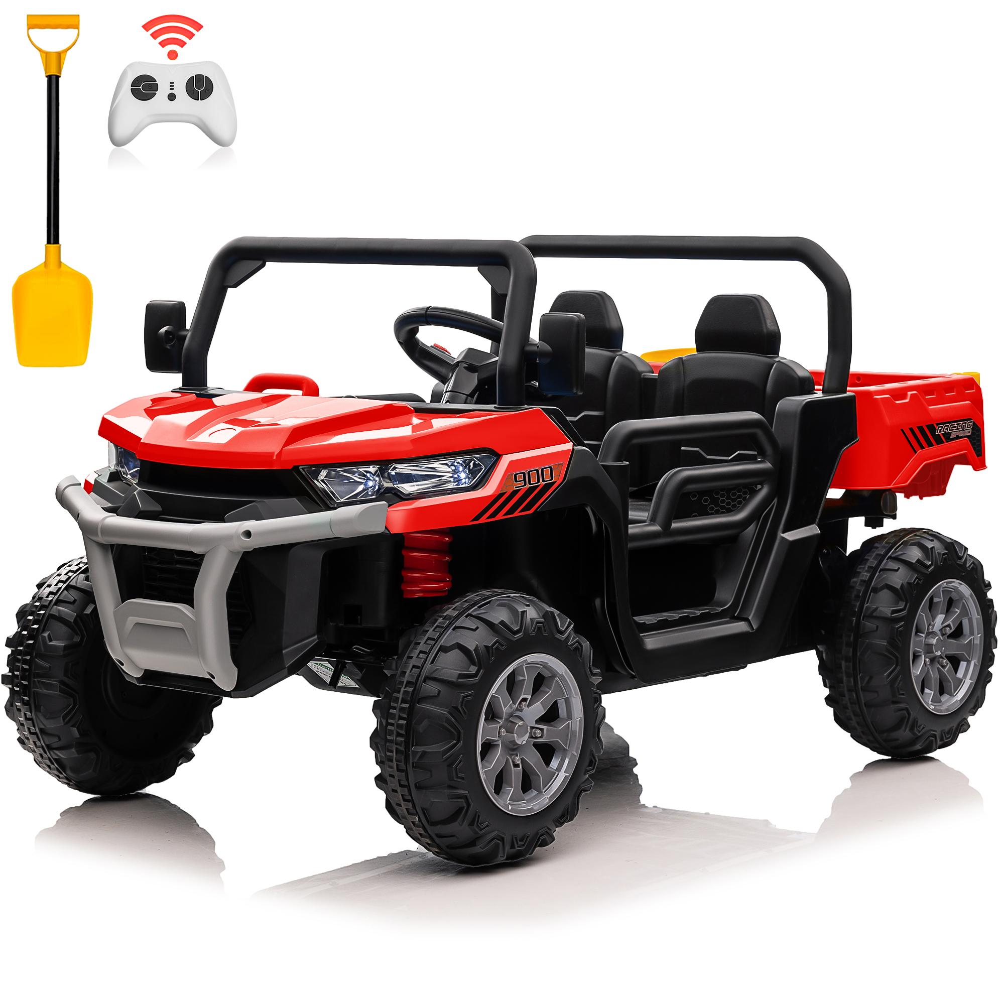 

24V Ride on Dump Truck, 2 Seater Kids UTV Electric Car w/2.4G Remote Control, 4 Wheeler, Bluetooth Music, LED Lights, 24 Volt Ba червоний