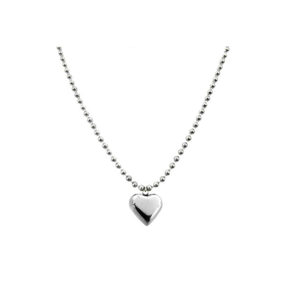 [Surgical] Bold Heart & Ball Chain Necklace