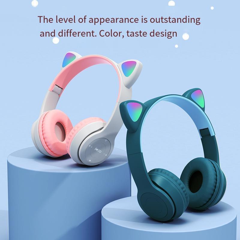 Children S Headphones Cat Ear Wireless Foldable Design
