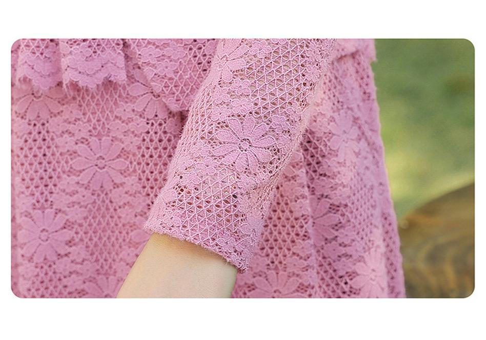 2026 New Style Lace Long-Sleeved Dress for Middle-Aged Women