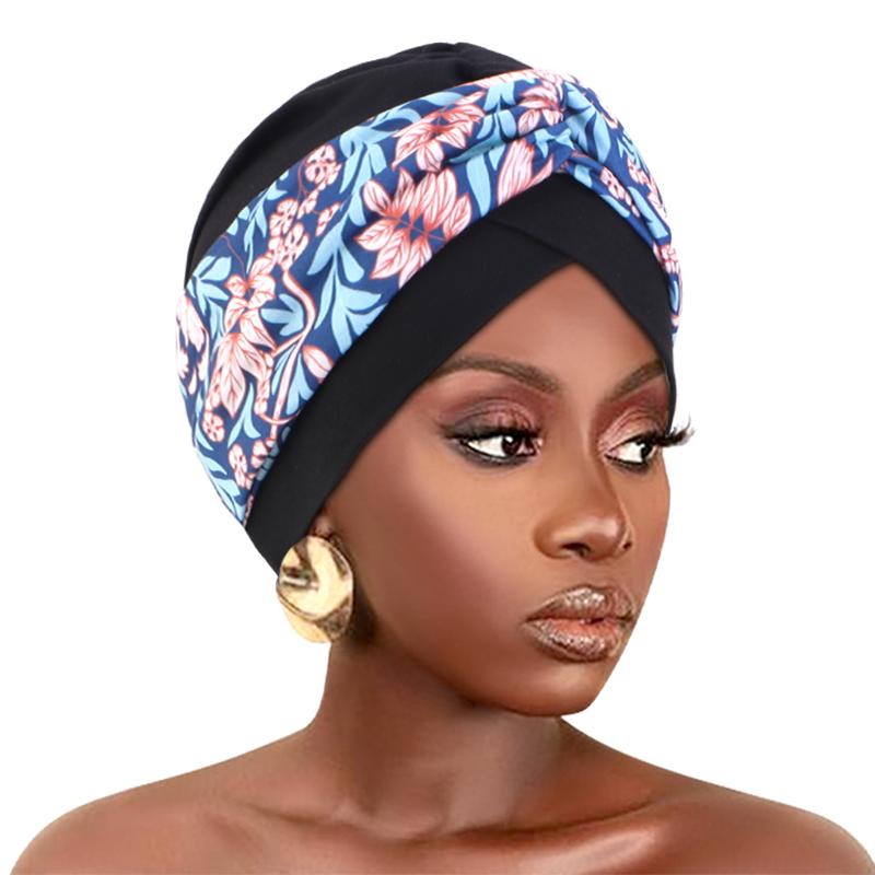 New Twist Knot Floral Print Muslim Turban Women Hijab Chemo Cap Bonnet Strech Indian Headscarf Bandana Chemo Beanies Caps Cover