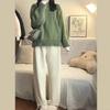 Women's Loose Casual Retro Round Neck Pullover Sweater Thickened Fall and Winter Knitted Tops Jacket