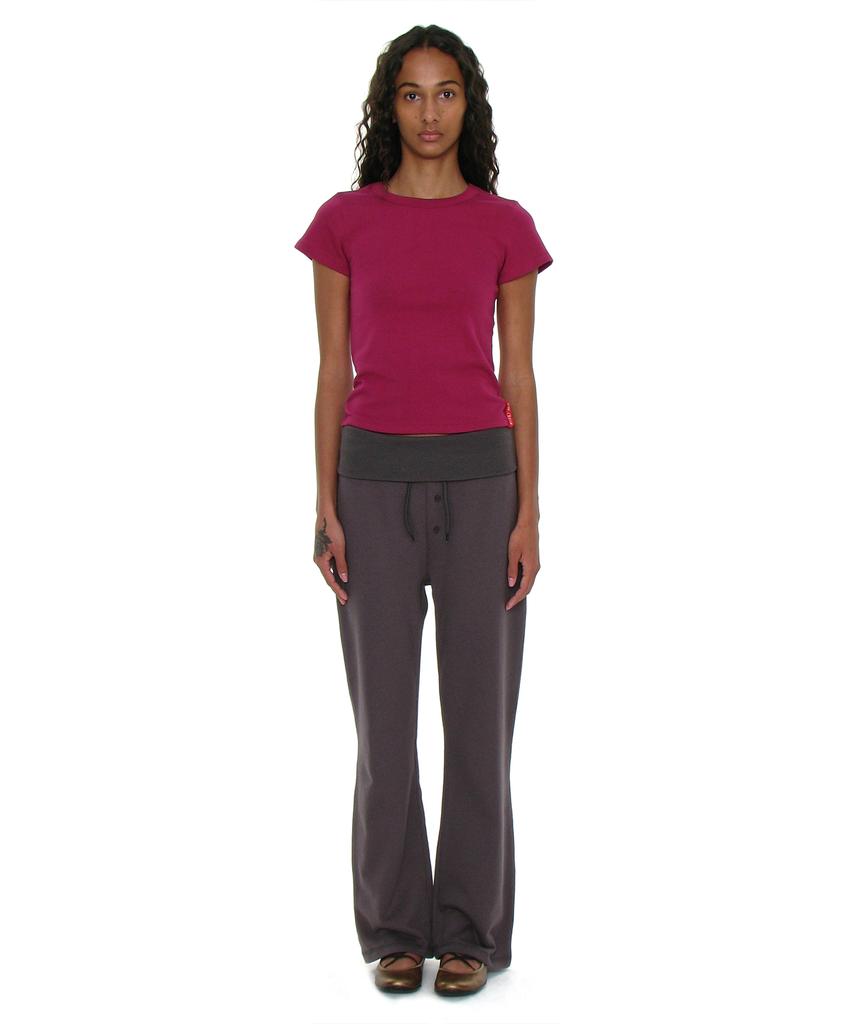 PARTIMENTO WOMEN Pwc Cotton Turnover Waist Sweatpants_Charcoal