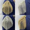 1Pc Rhinestone Beaded Epaulette Punk Coat Suit DIY Chain Tassel Badge Shoulder Patches Appliques Tassel Trim Crystal Decor