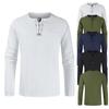 Mens Long Sleeve Cotton Linen Blouse Loose Henley V-Neck Tops T Shirts Blouse