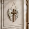 Holiday Home Decorations 2D Wooden Angel Wings Wall Hanging Plaque, Religious Faith Art Christmas Party Sign Sign, Rustic Christian Decor, Spiritual