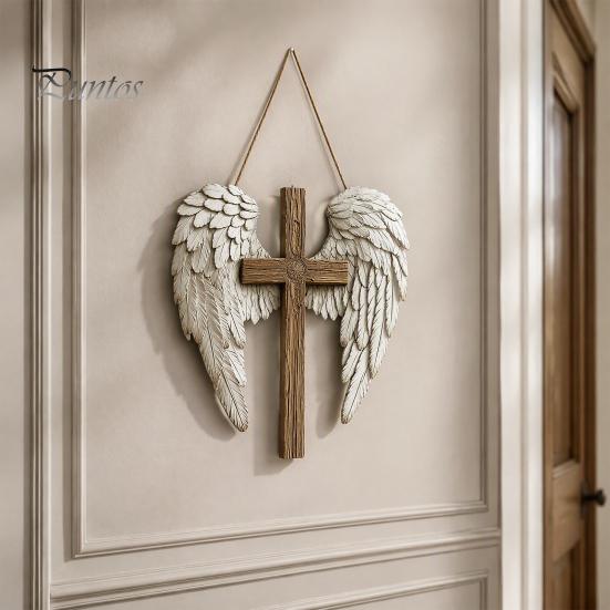 Holiday Home Decorations 2D Wooden Angel Wings Wall Hanging Plaque, Religious Faith Art Christmas Party Sign Sign, Rustic Christian Decor, Spiritual