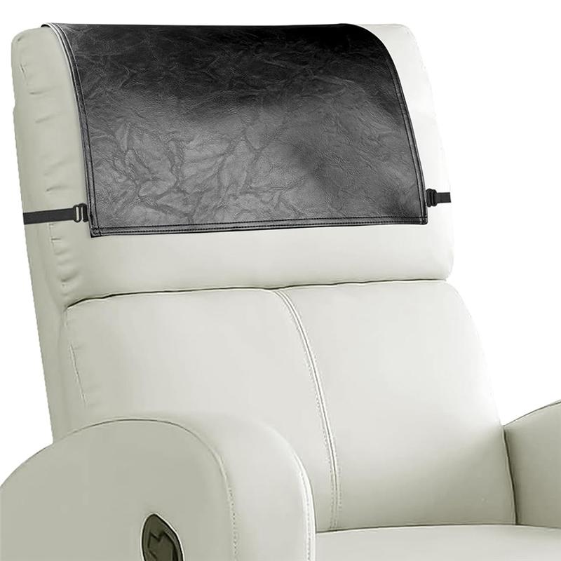 

Good-Headrest Cover For Recliner Chair Recliner Headrest Protector Faux Leather Headrest Cover With Elastic Straps чорний