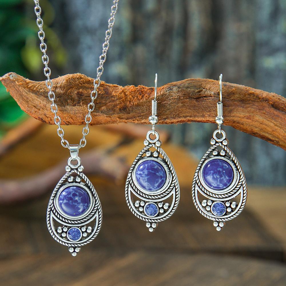 Popular Alloy Diamond Earrings Necklace, Geometric Personality Bohemian Ethnic Style Jewelry Yiwu