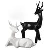 2Pcs Christmas Reindeer Figurines Elegant Lines Geometric Ceramic Stable Elk Sculpture for Family