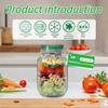 Portable Salad Container with A Side-opening Leakproof Mason Jar Style Salad Box Wet/Dry Separation Breakfast Fruit Storage Box