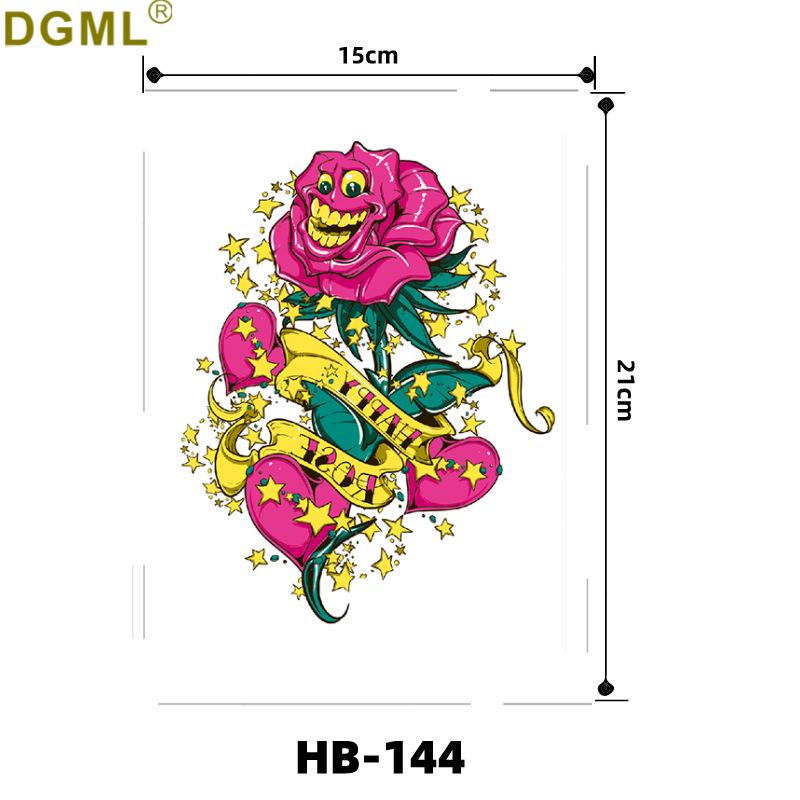 Geisha Skull Flower Tattoo Stickers: Halloween Arm & Face Ghost Designs