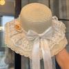 Weaving Lace Bow Sun Hat With Wide Brim For Beach And Vacation