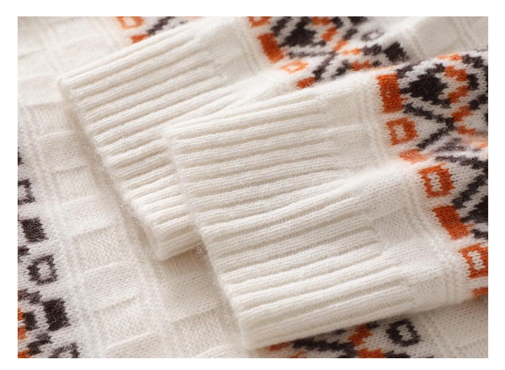 Lekasha Cashmere Striped Half-High Neck Sweater - Loose Fit, Autumn/Winter Collection