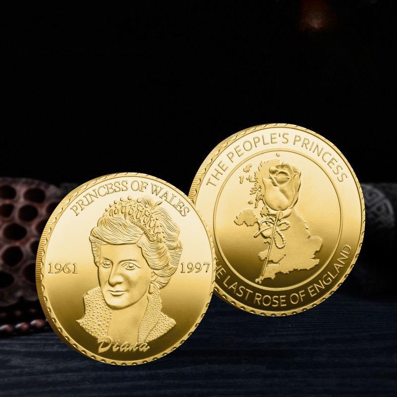 Princess Diana Collection Coins, Roses, US Gold Plated Commemorative Coins, Relief Commemorative Coins, Metal Commemorative Coins Collection золотой