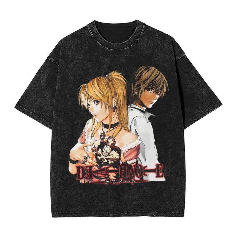 Manga DEATH NOTE T Shirts L Lawliet Graphic Print T-Shirts Washed Oversize Tshirt Short Sleeve Cotton Soft Tee Men Women Clothes