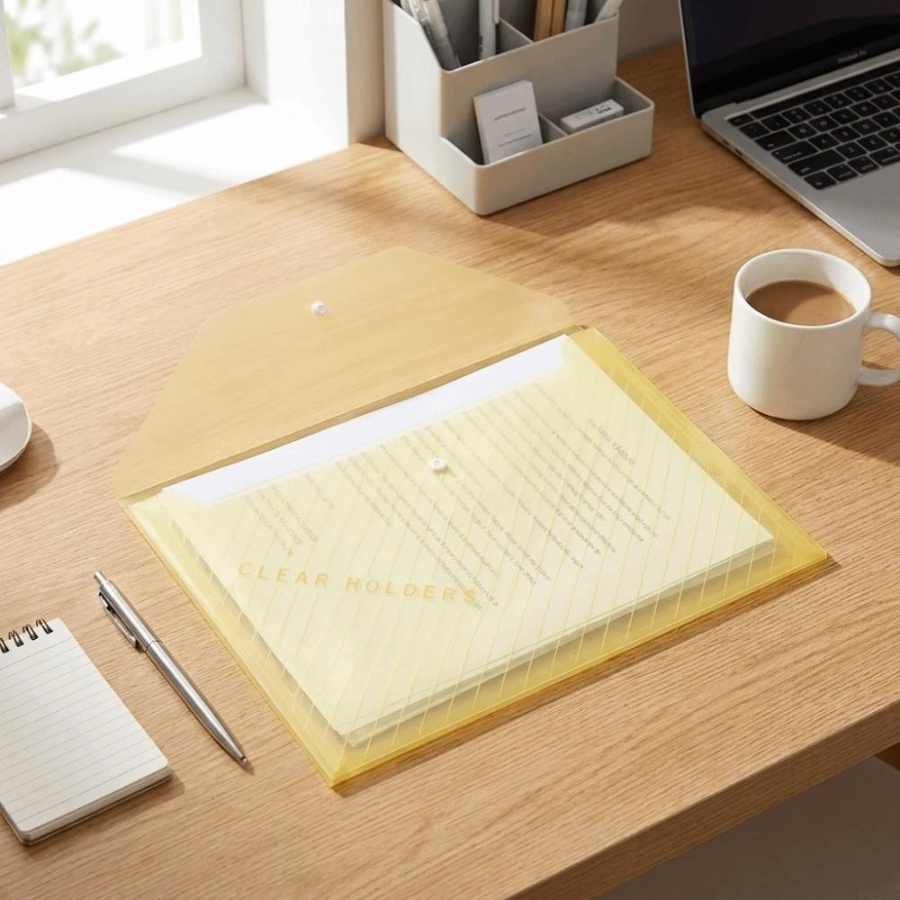 20 pcs Clear Plastic Snap Button File Folders Multi Color Exam Paper Storage Bag Student