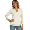 Womens Collared V Neck 34 Sleeve Shirts Business Casual Tops Loose Fit Tunic Blouse Work Professional Office Wear M3XL