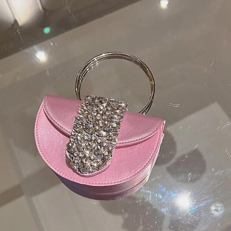 Sparkling Rhinestone Wedding Party Trendy Evening Bag – Elegant Retro Satin Shoulder & Crossbody Purse Women Handbags Clutch Purse