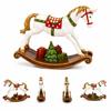 Christmas Decoration Resin Rocking Horse Figurine for Home Decor, Holiday Tabletop Ornament